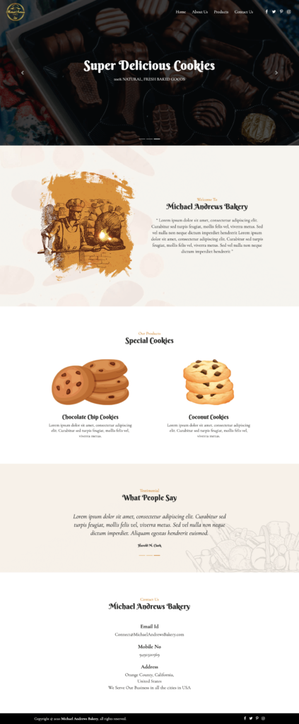 Michael Andrews Bakery Website